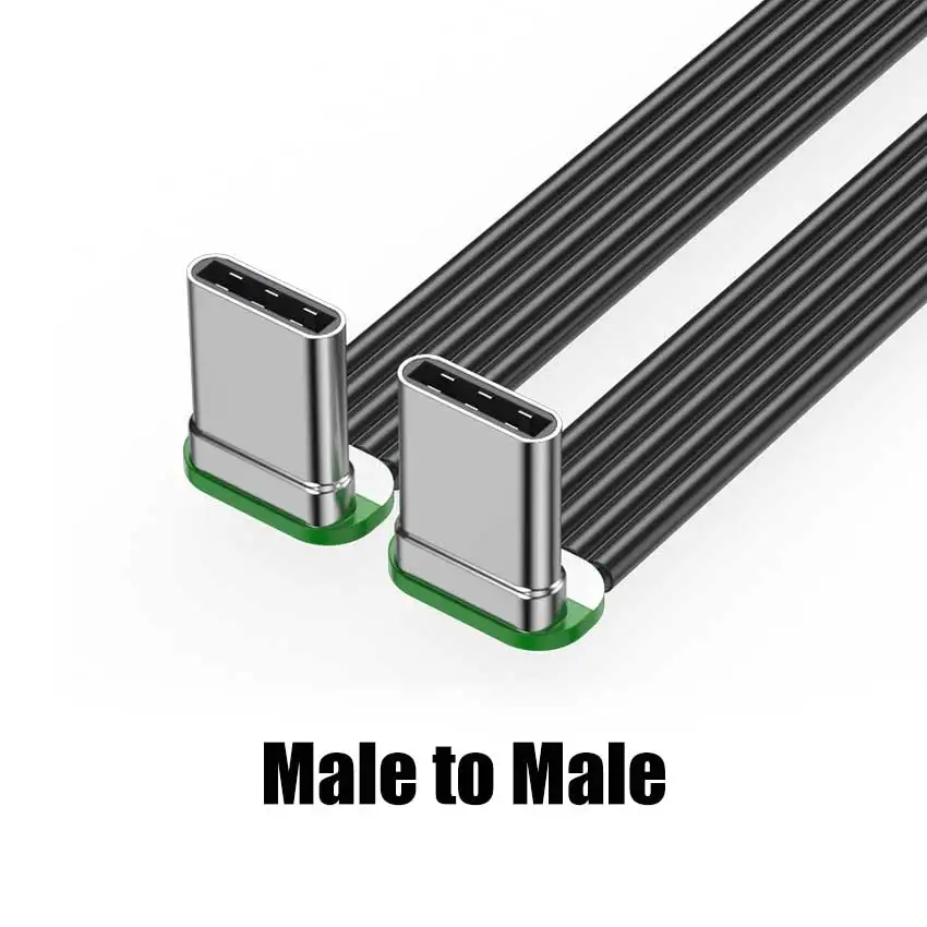 JCD USB-C 소프트 플랫 실리콘 코드 남성-남성 / 남성-여성 어댑터 타입-C 데이터 고속 충전 케이블 휴대폰 태블릿용