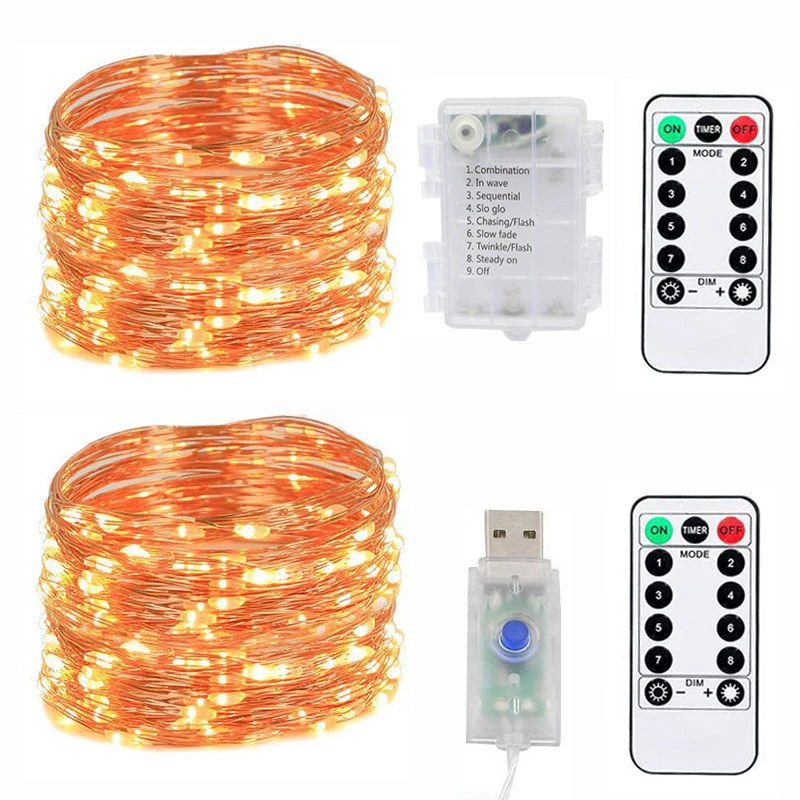 Battery Operated Fairy Lights LED String Garland Lamp Remote Control