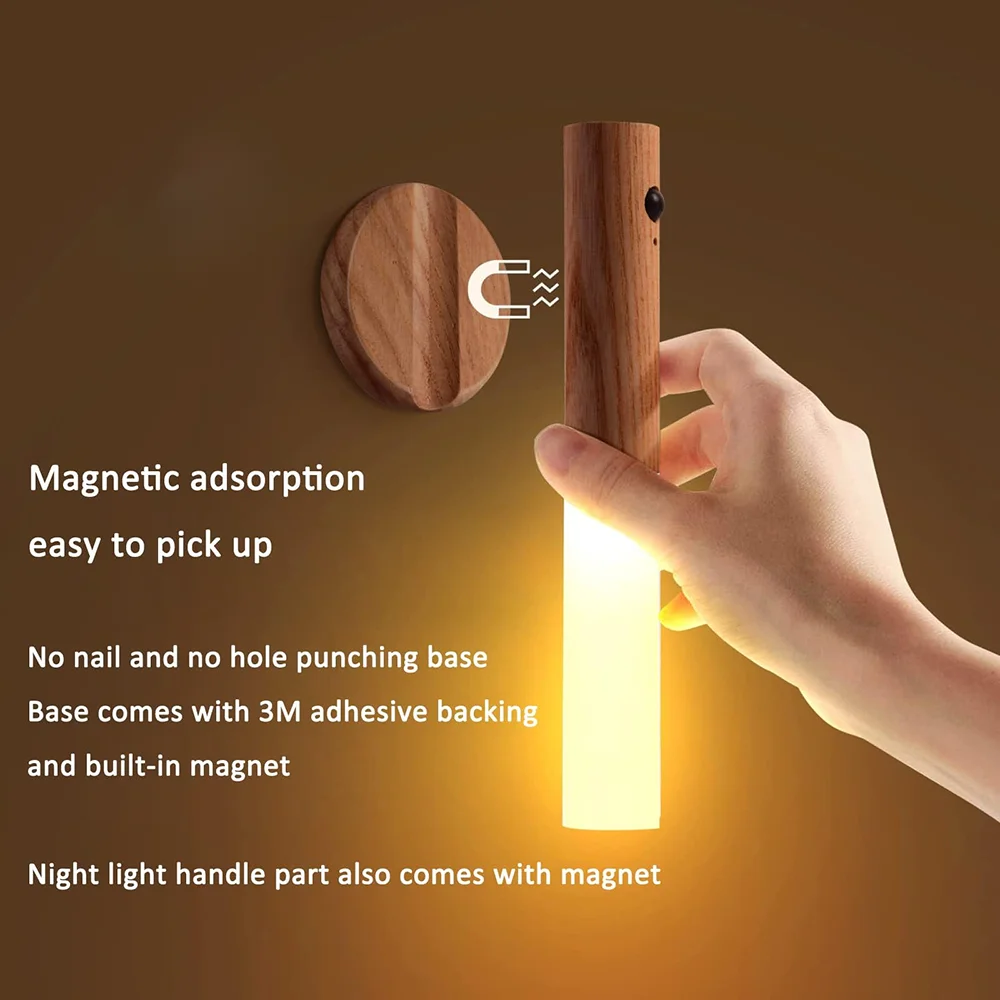 Motion Sensor LED Night Light Rechargeable Human Body Induction Wall Light Grain Designed Lamp For Bedroom Stair Lighting