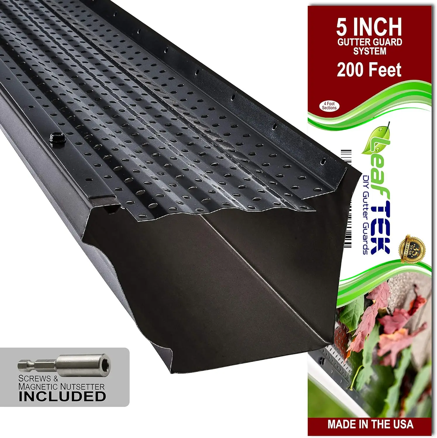 Gutter Guards 5" x 200' Leaf Protection in Black Premium 35 Year Aluminum Available in 32' 100' & 200' 5&rdquo; & 6&rdquo;