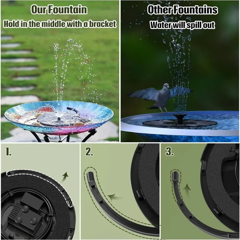 3.5W/2.8W Outdoor Solar Fountain Circular Split Design Fountain Multiple DIY Nozzles Kit Solar Bird Bath Pump
