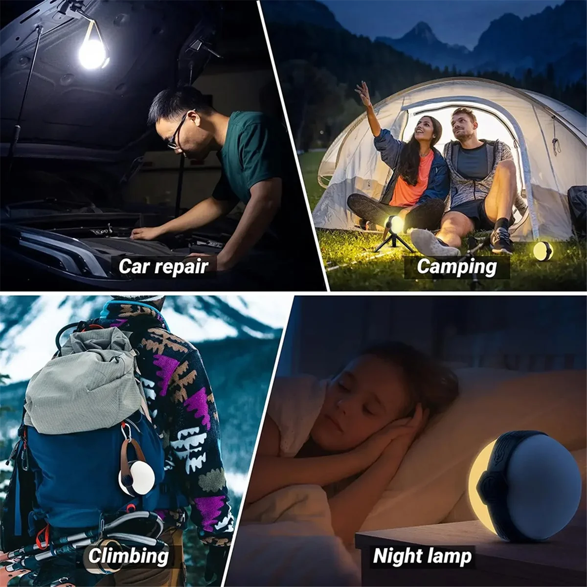 BAAU Portable Ball Camping Lantern Bracket Rechargeable Hanging Tent Light Outdoor Flashlight Waterproof Emergency Lamp