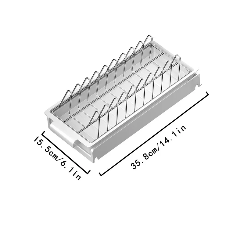Kitchen Dish Rack Drawer Drying Rack Pull-out Sliding Bowls Dishes Drainer Storage Rack Sink Cabinet Organizer Tableware Holder