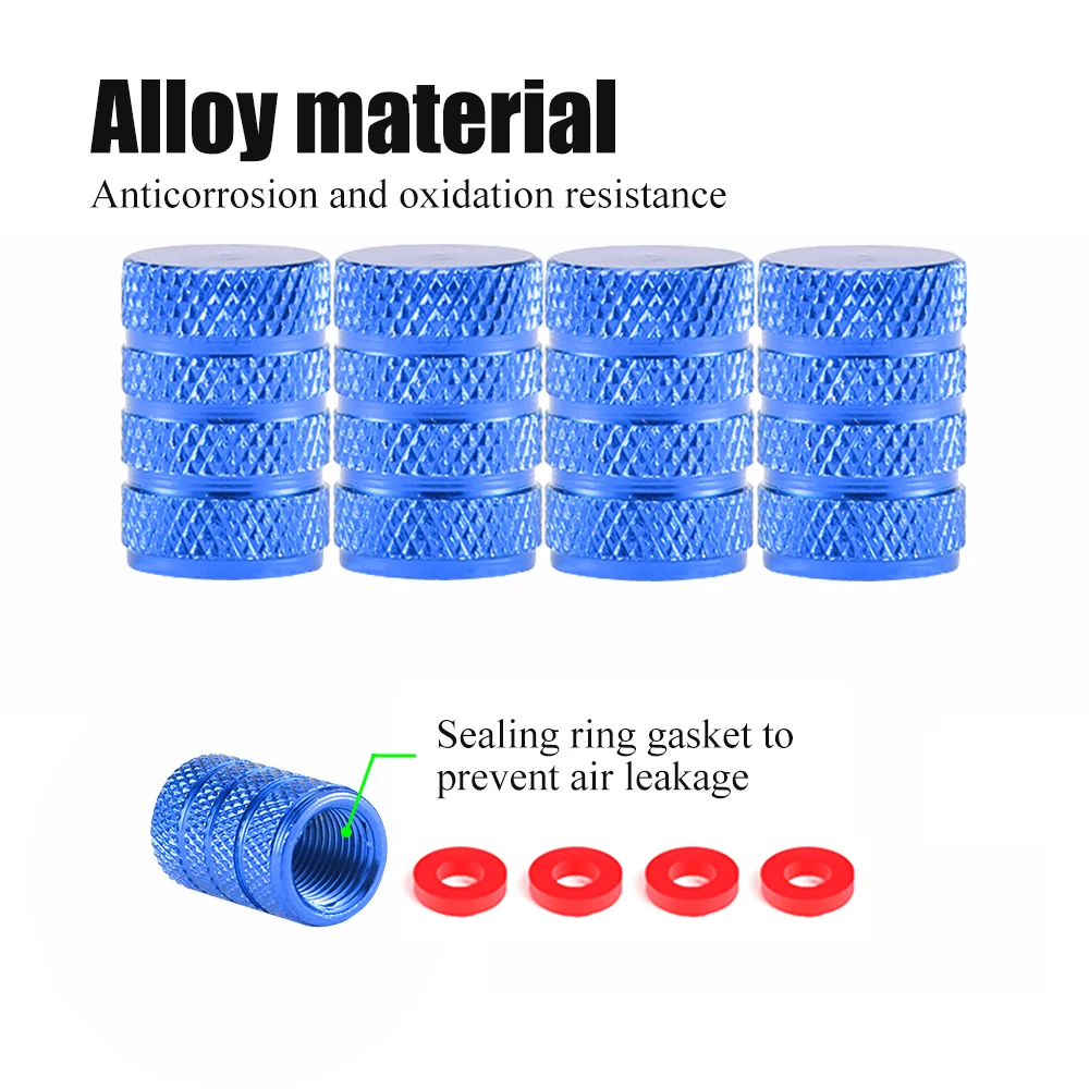 4Pcs/Set Car Tire Valve Stems Cap Knurling Style Tire Valve Cap Aluminum Tire Wheel Stem Air Valve Cap car Universal accessories