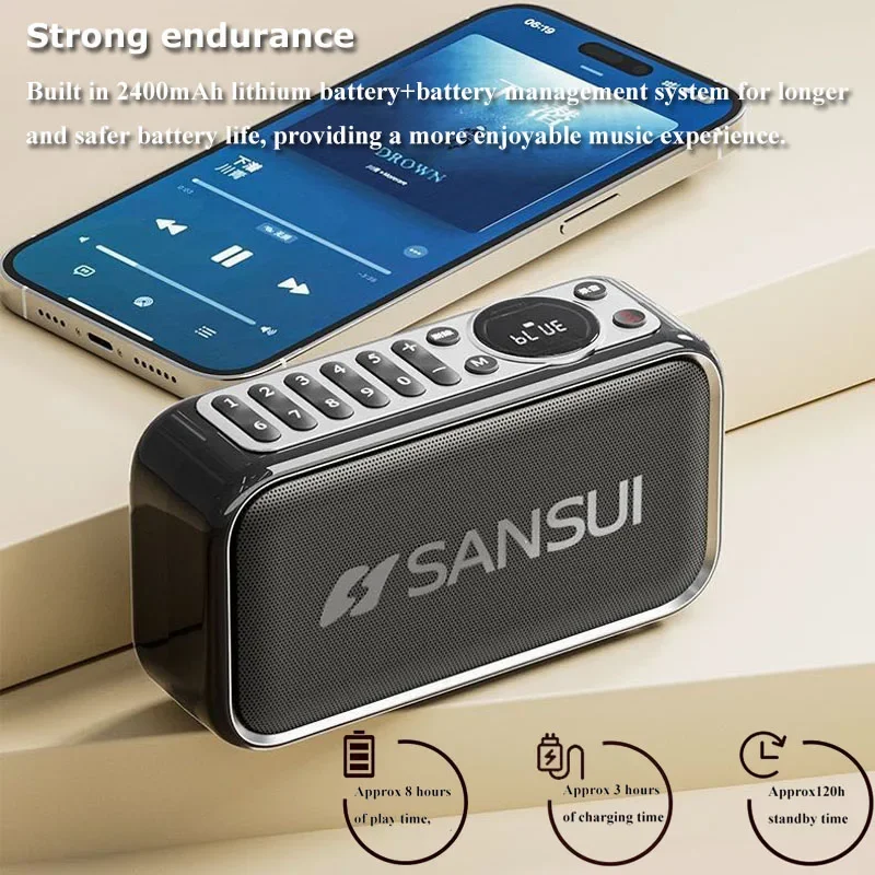 Sansui F35 Retro Radio Bluetooth Speaker Portable Stereo Subwoofer