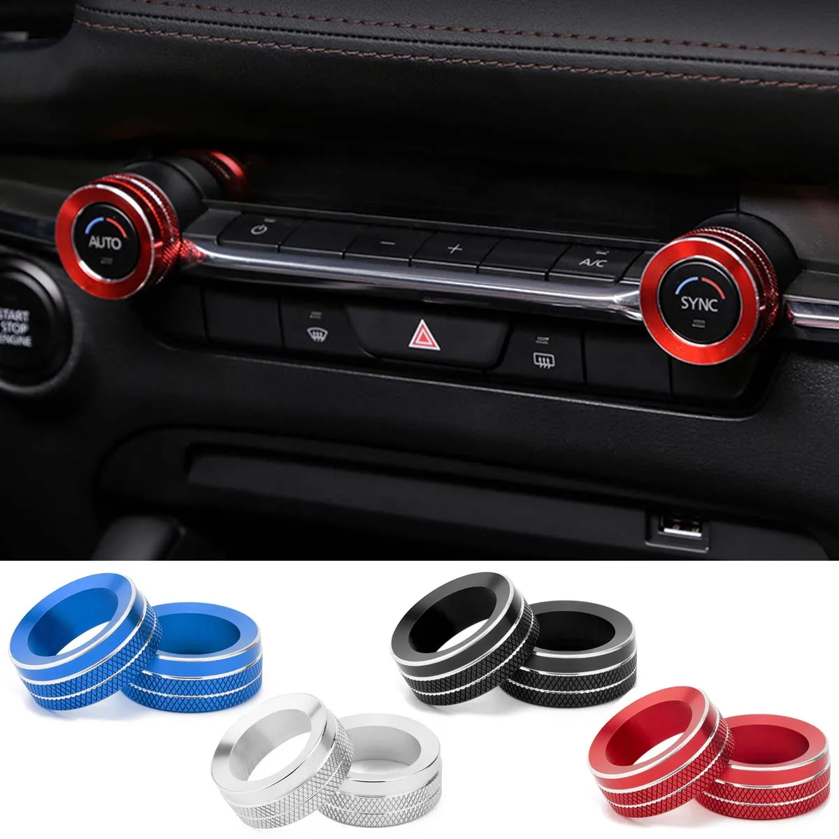 PER MAZDA 3 Axela CX3 CX5 CX8 MX5 pulsante di avvio fibra di carbonio