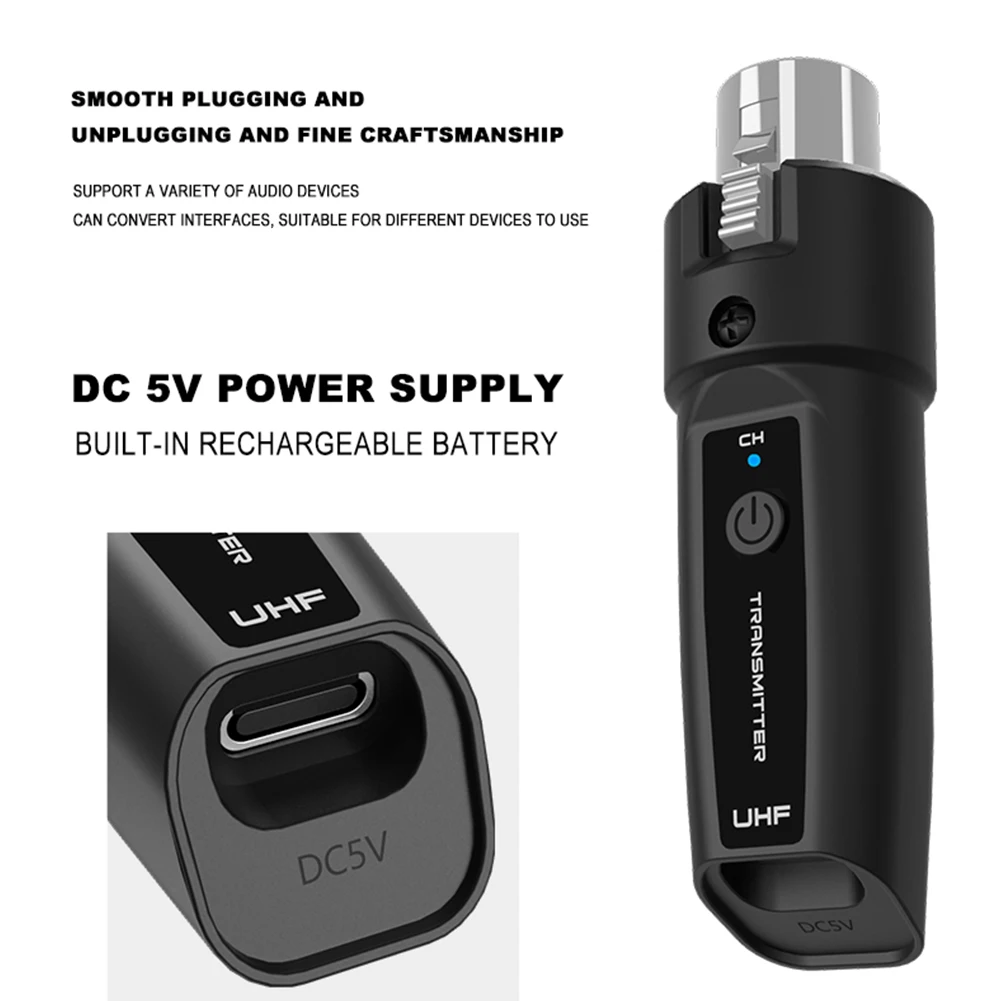 Microphone Wireless System Rechargeable Signal Adapter Wireless Mic Adapter for Audio Mixer Dynamic Mic Electric Guitar Bass