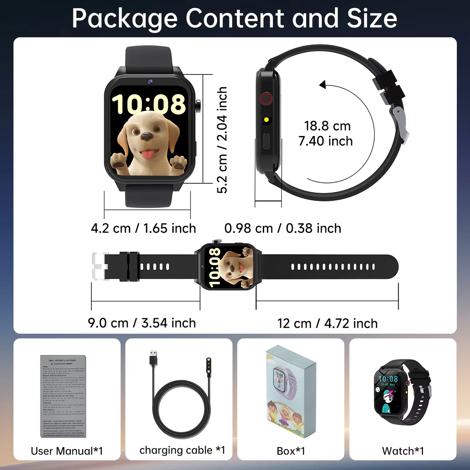Children's Smart Watch with 1.83-Inch Full Touch Screen and Stress-Relief Games