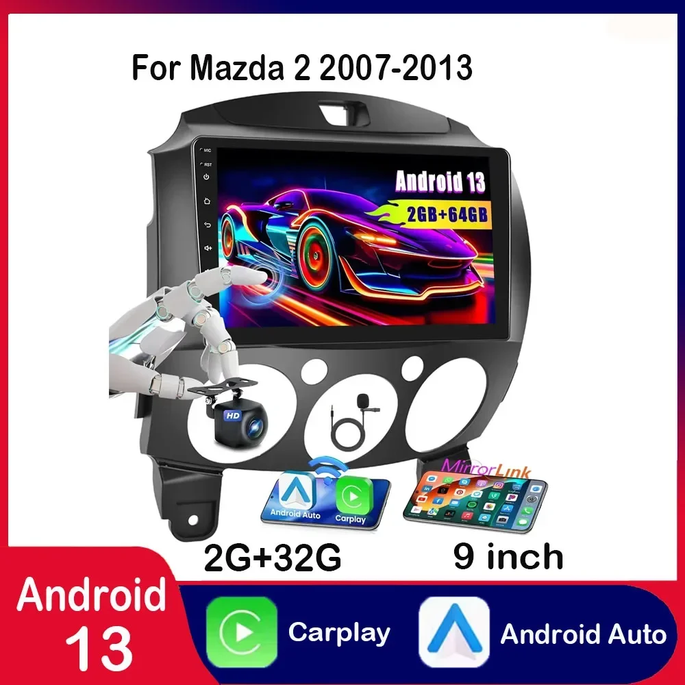 Mazda 2 Car Stereo with Wireless CarPlay Android Auto