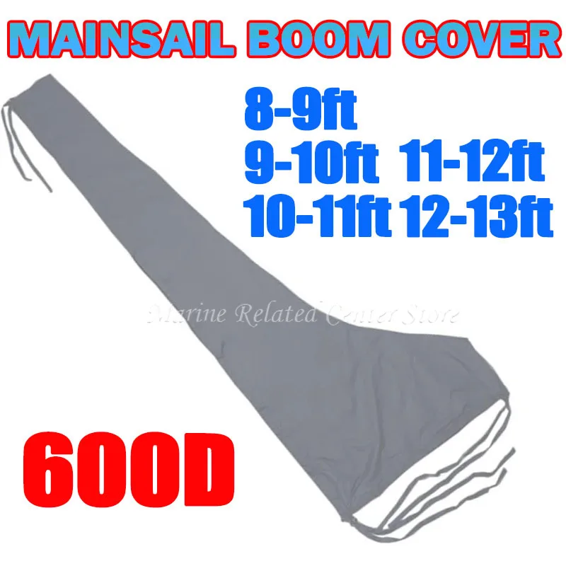 600D Heavy Duty Mainsail Boom Cover Waterproof Boat Sail Cover 8-13ft Anti-Wind Cover Sunshade Cover Outdoor Booms Boat