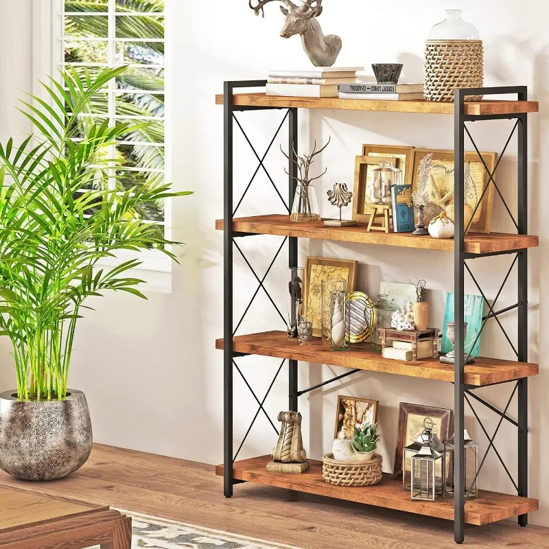 Wood and Metal Shelf - 4 Tier - Tall Narrow