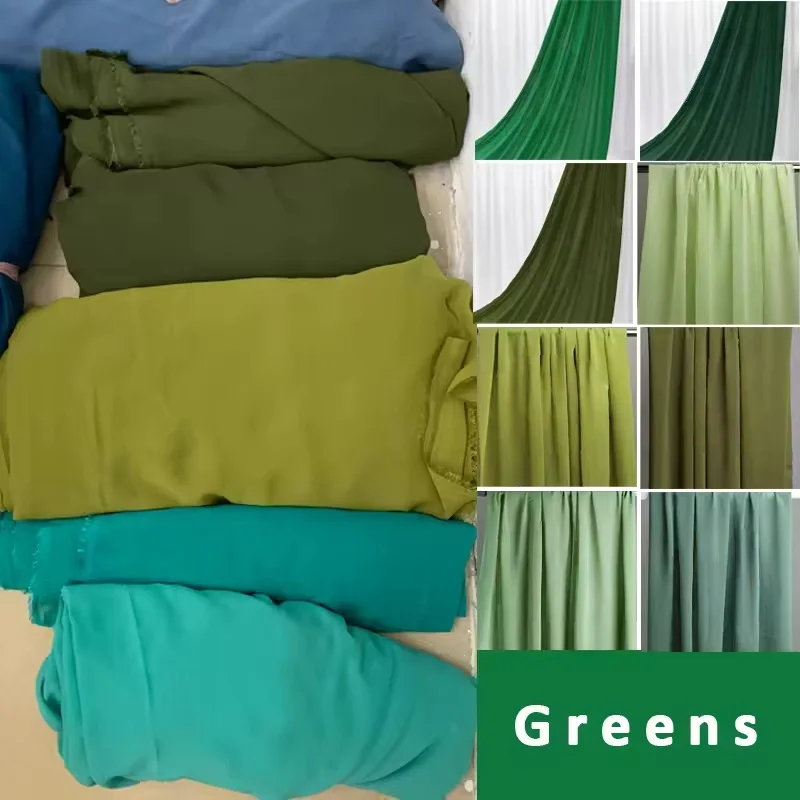 Elegant Green Chiffon Georgette Fabric for DIY Fashion & Decorations