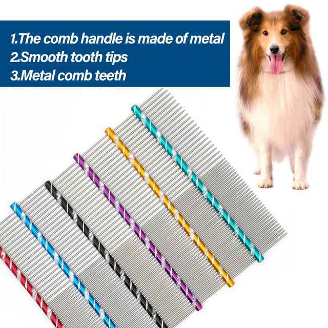 Dog Comb Long Thick Hair Fur Removal Cleaning Brush Stainless Steel Lightweight Pets Cat Grooming Combs for Dogs 16/19/20/25cm 2