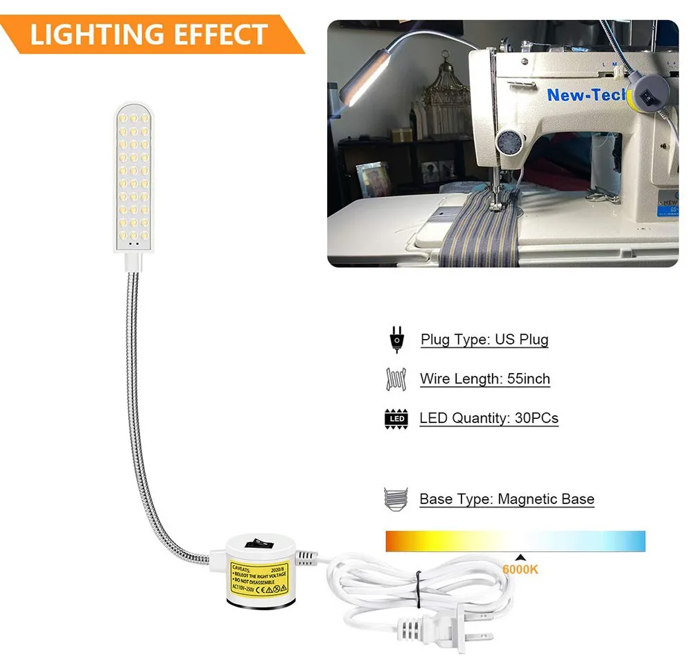 Sewing Machine Lighting Lamp Sewing Machine Light LED Work Light 10/20/30 LED Industrial Sewing Machine Lighting Lamp Clothing Machine Accessories Work Light 360&deg; Flexible Gooseneck