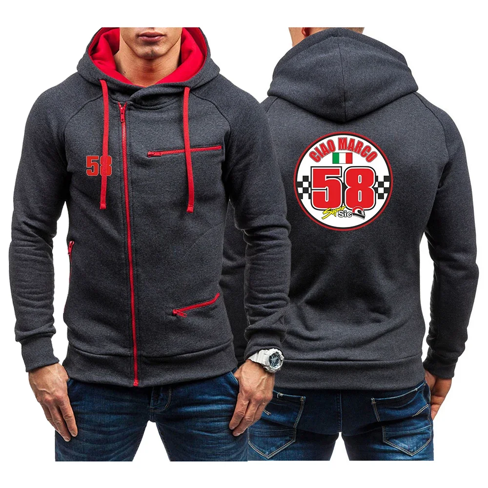 

58 Super Sic Marco Simoncelli New Solid Color Zipper Hoodie Men Long Sleeve Coat Print Swestshirts Workout Clothing Jacket