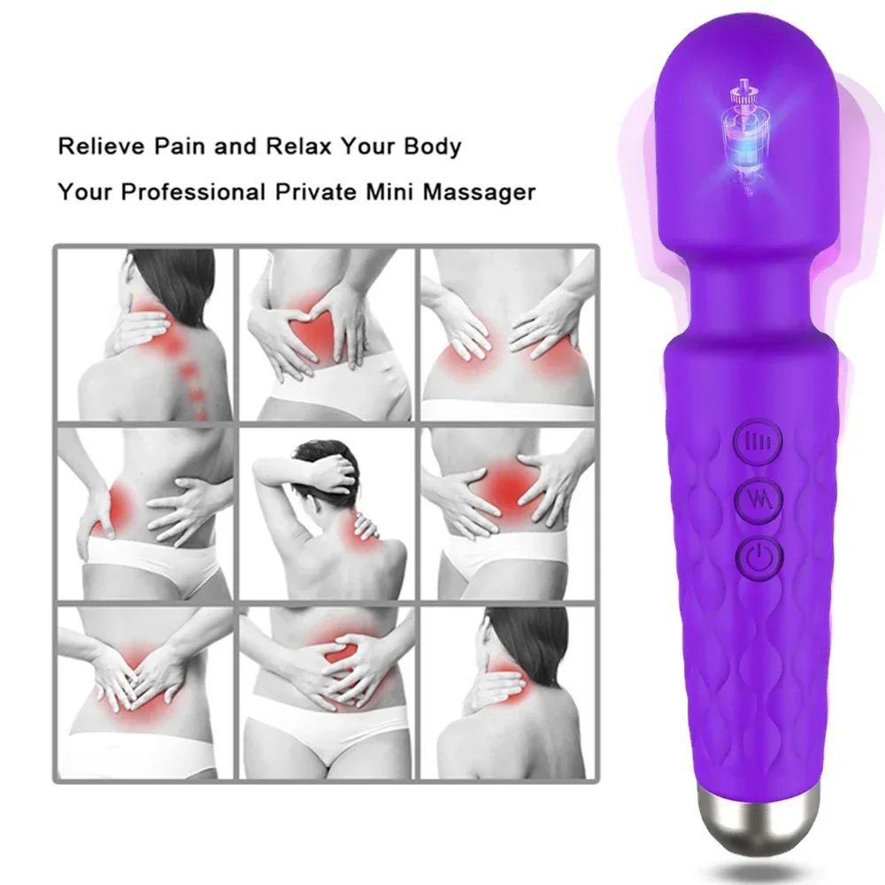 Powerful Wand Massager Cordless Rechargeable Electric Back Neck Massager Relax Exercise Tools With 8 Speeds 20 Vibration Modes