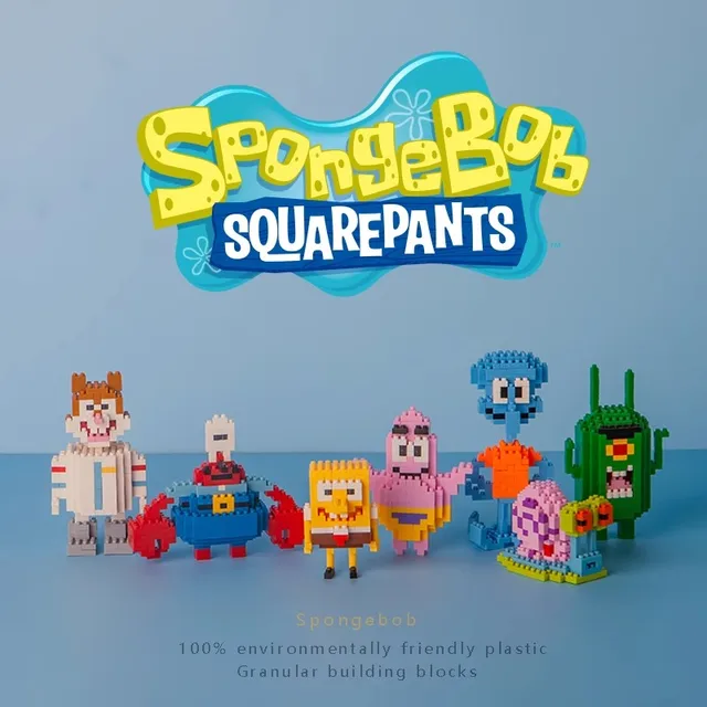 SpongeBob SquarePants Diamond Building Blocks Krabs Patrick Star Gary Squidward Plankton 3D Model Mini Brick Figure Toy for Gift 2