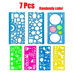 Geometric Art Multifunctional Drafting Ruler Set for Creative Drawing and Office Use (7pcs)