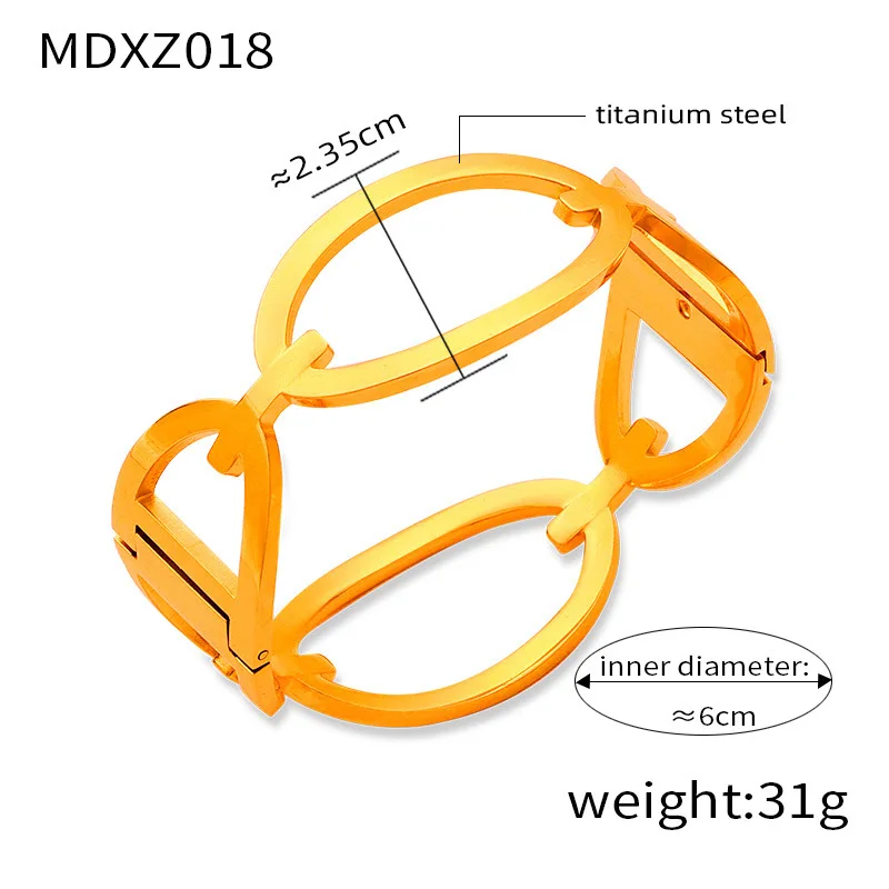Neues 316L Edelstahl Vergoldetes Armband für Frauen Geometrisches Hohles Persönlichkeits-Armband Mädchen Luxus-Schmuck Accessoires – Detail 3