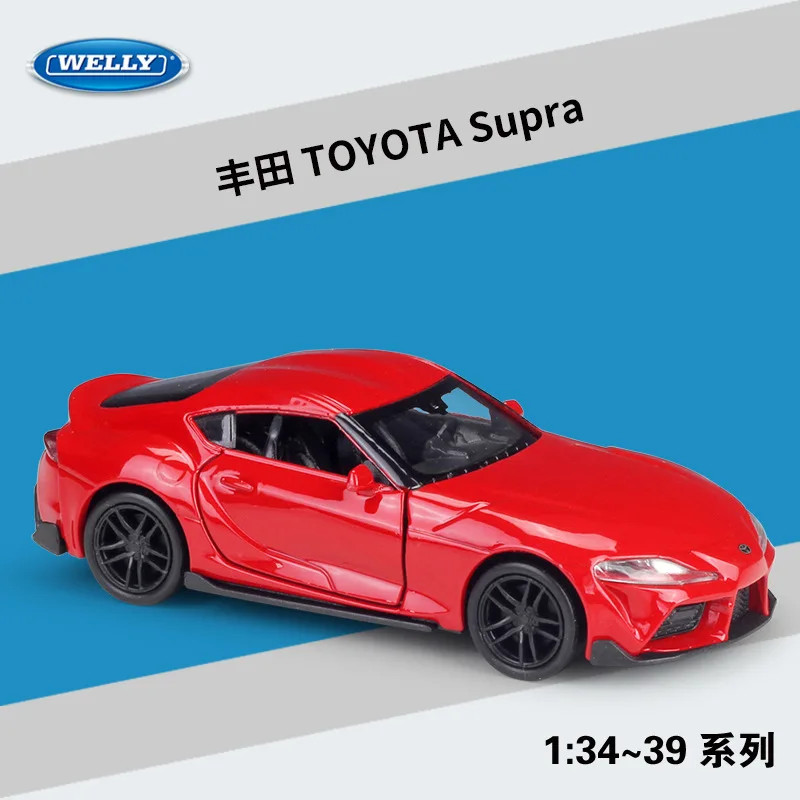 

New WELLY 1：36 Toyota Supra Car Model Simulated Alloy Toyota Pullback Car Toys Model Collection Ornaments Hobbies Gift for Boys