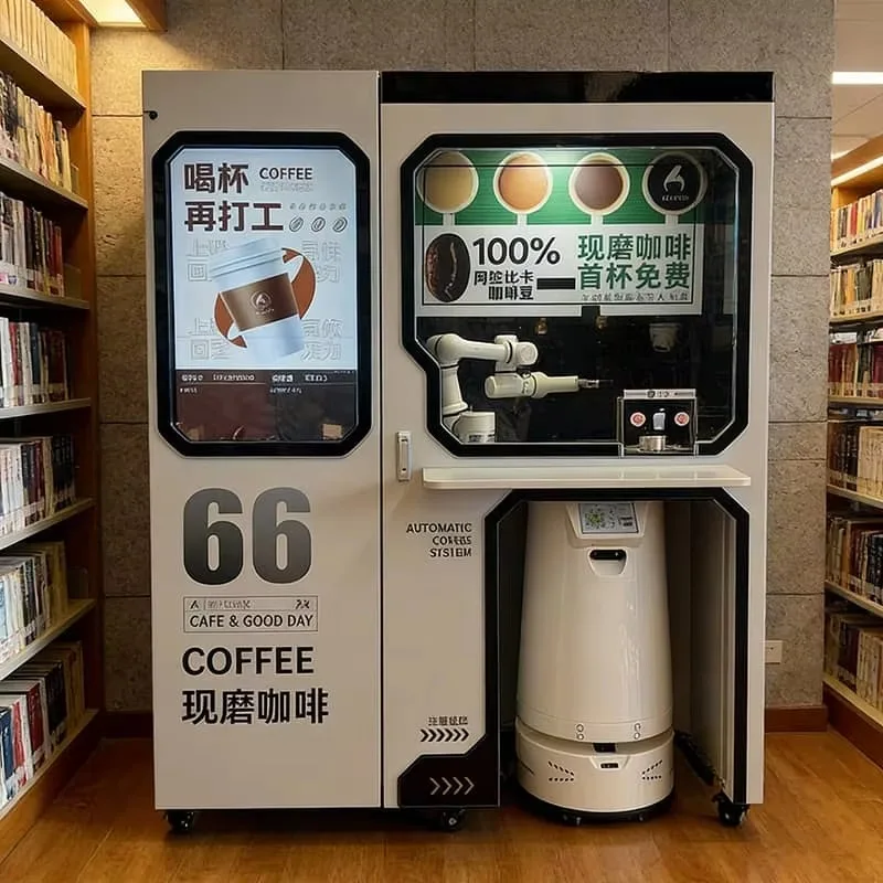 Robot Caffè Intelligente All-in-One con Braccio Meccanico per Preparazione Automatica e Chiosco di Consegna Autonoma Personalizzabile - immagine 5