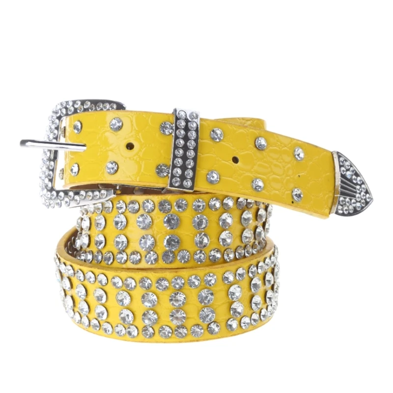 

652F Bling Rhinestone Belt Studded Rhinestone Waistband Belt For Women Fashion Rhinestone Belt for Jeans Cowgirl Western