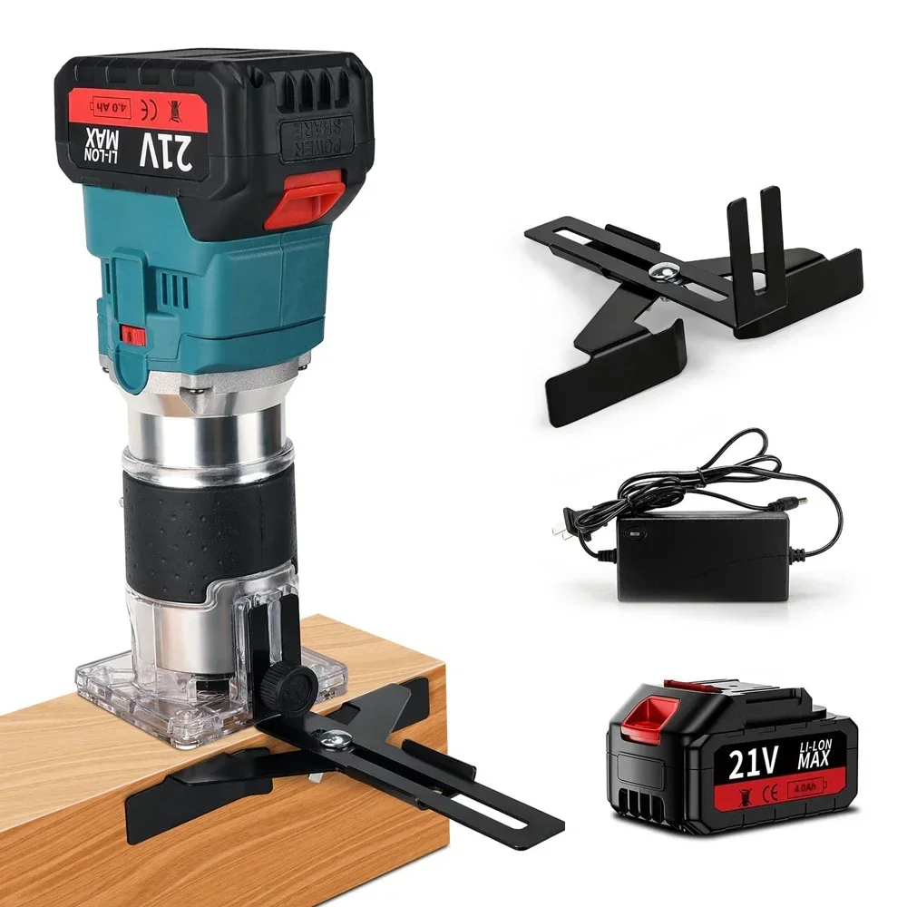 Rddspon Cordless Wood Router Lavorazione Del Legno 6 Velocità Brushless Electric Hand Trimmer Strumento Di Scanalatura Per Incisione Per Batteria Maki