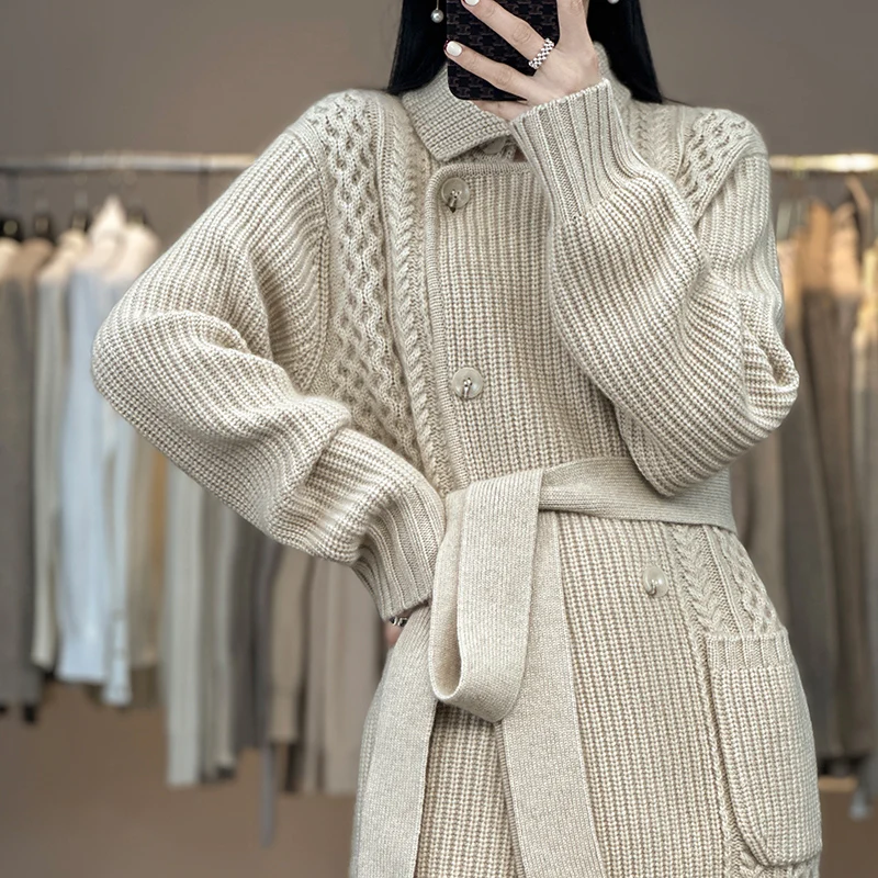 女性用カシミヤウールジャケット 厚手 スタンドカラー セーター ルーズニット ニット セーター 秋冬コレクション100% カシミヤ100%大人の上質ニットセーター - DRESS HERSELF