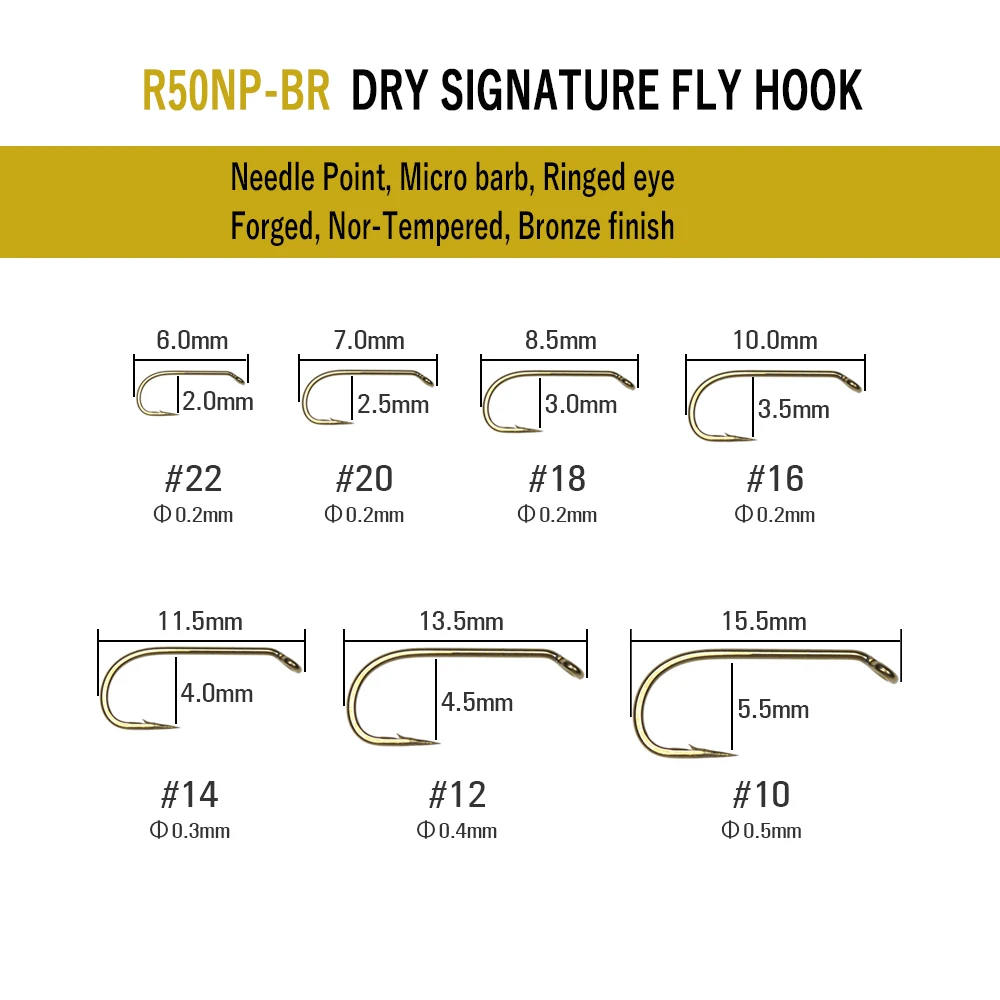 Mustad 30pcs Bronze Fly Fishing Hooks Tying Material  Caddis/Eggs/Nymph/Streamer/Dry/Wet Signature Trout Lure Fly Hooks