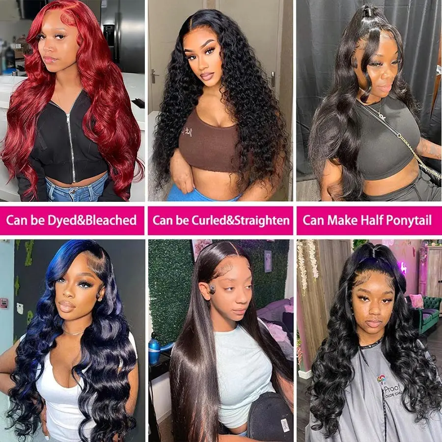 180Density 13x4 Body Wave Lace Front Wig Pre Plucked HD Transparent Lace Frontal Wig Front Human Hair Wigs For Women Remy T
