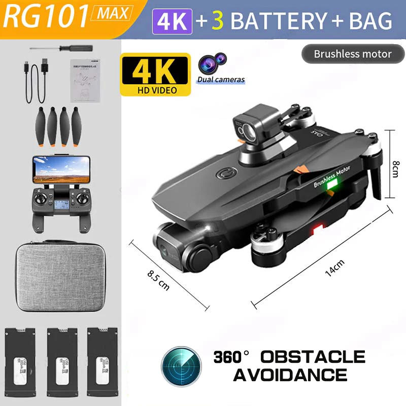 New RG101 MAX Mini Drone 4K Professional Dual HD Camera Infrared Obstacle Avoidance Altitude Hold Mode Foldable RC Plane Toys cute RC Helicopters RC Helicopters