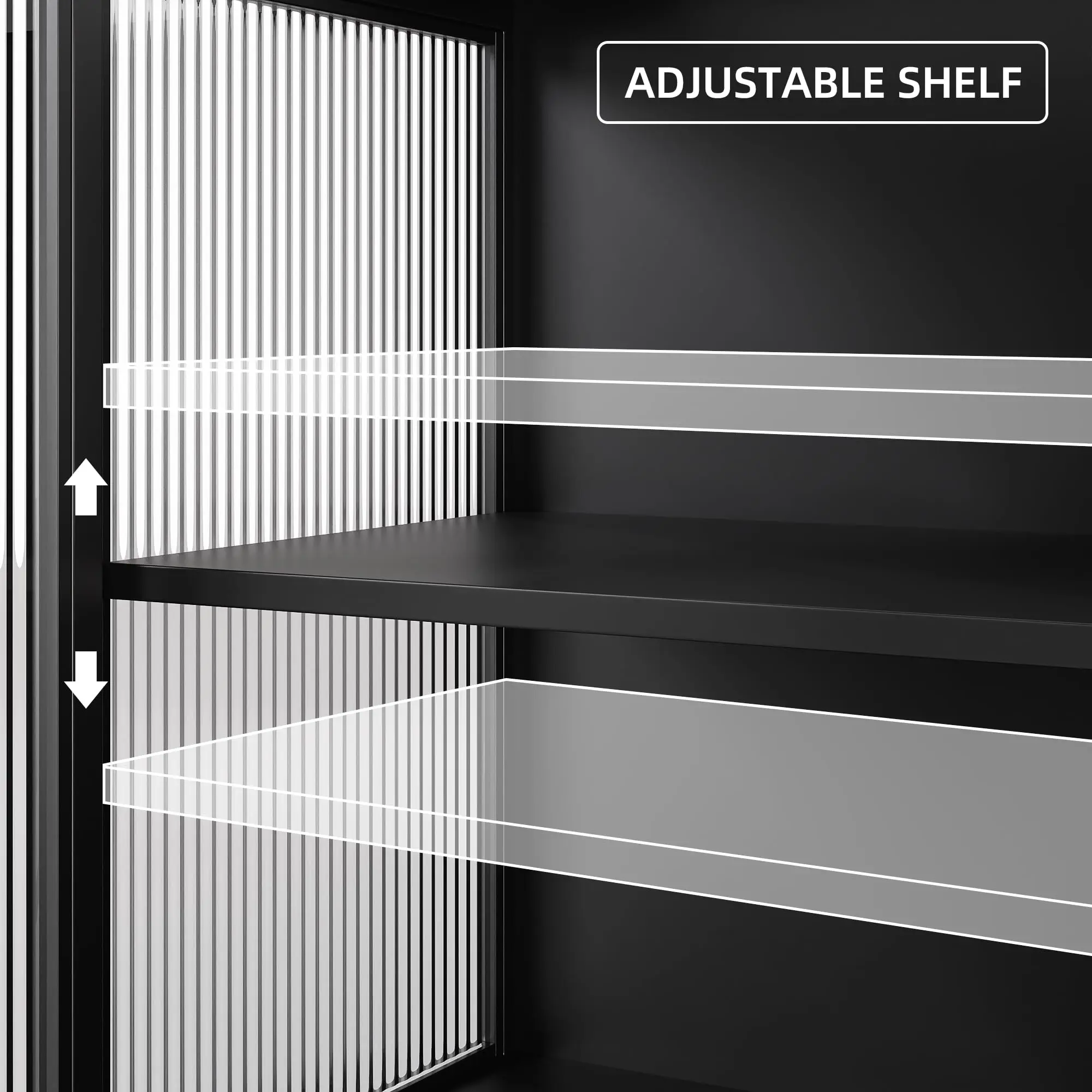 Metal Glass Door Storage Cabinet Large Capacity Storage Space Multipurpose Office Bathroom Kitchen Bedroom
