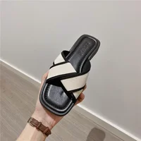 Slides Black Open Toe Low Heel Summer 2025 Shoes Rubber Bedroom Women's Slippers and Ladies Sandals Wholesale Easy Wears Sale F