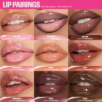 Huda Beauty Faux Filler Gloss à lèvres brillant non collant, Huile à lèvres hydratante transparente effet cristal, Rouge à lèvres teinté repulpant et hydratant, Maquillage 3