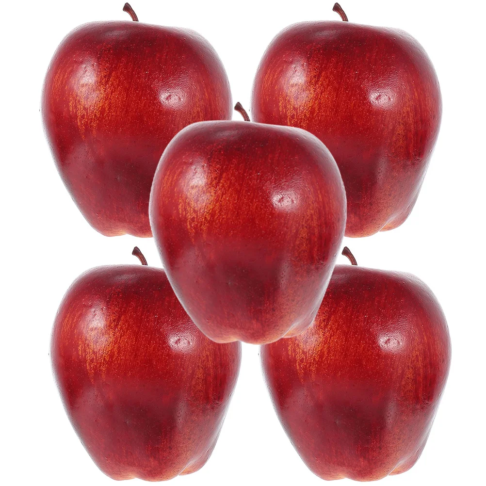 5 Pcs Artificial Fruit Red Home Decor Decorations Fake Watermelon Decors Photo Prop Realistic Red Delicious Apples Artificial artificial fruits and vegetables