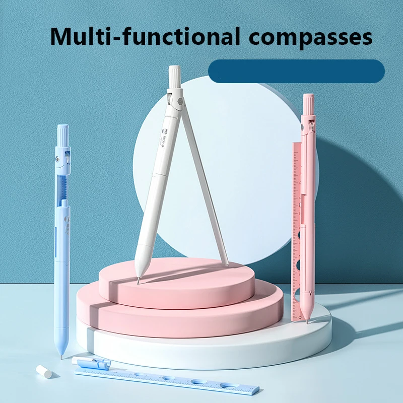 

10 Pieces Student Examination Compasses Set Wholesale Drawing Ruler Pencil Drawing Ruler Eraser Multifunctional Compasses
