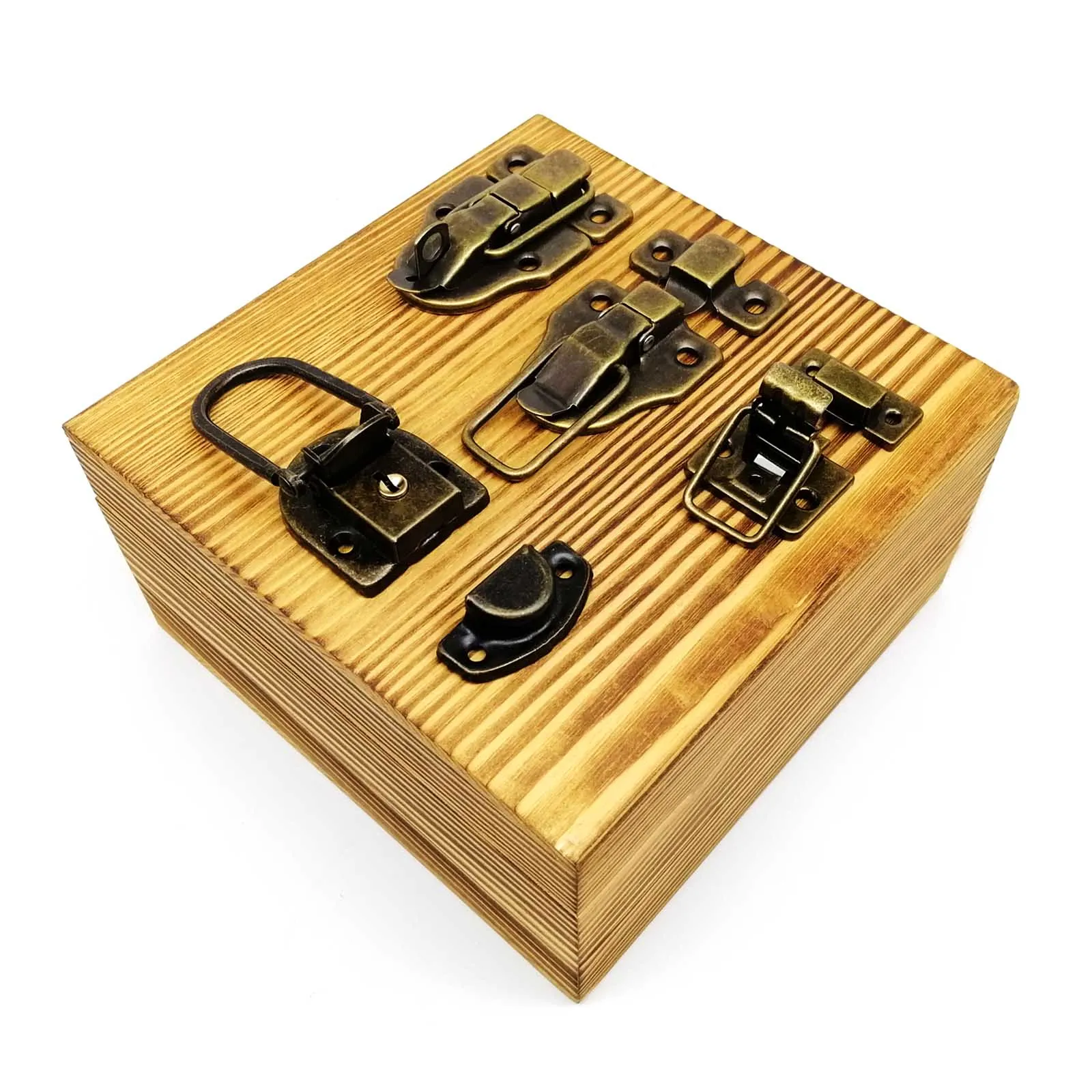 Toggle Latches Jewelry Box Hasps Decorative Latches Furniture Hardware 2pcs Trunk Toggle Catch Jewelry Chest Wooden Wine Box Gift Case Suitcase Hasp Latch Lock 4 type 3 color