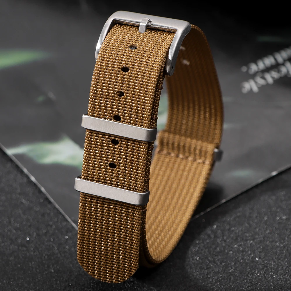 Military Style Nylon Watch Strap – Brown, Green, Black Band Replacement 18mm, 20mm, 22mm