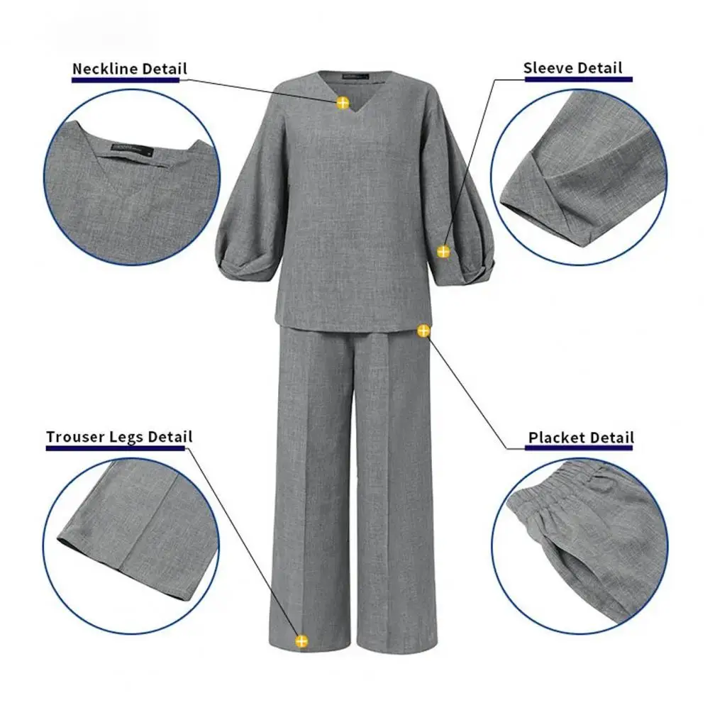 

Женский костюм из топа с V-образным вырезом и брюк с широкими штанинами