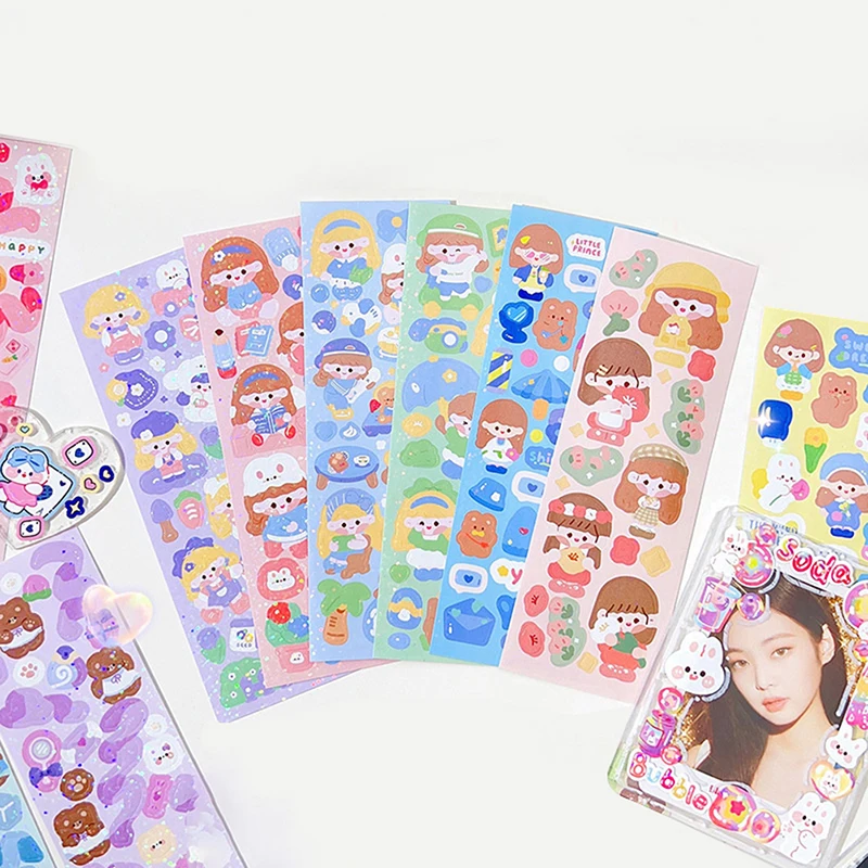 10pcs Kawaii Kpop Toploader Deco Stickers - Various Cute Cartoon Korean Style - Get a Random Secret Gift with Every Purchase