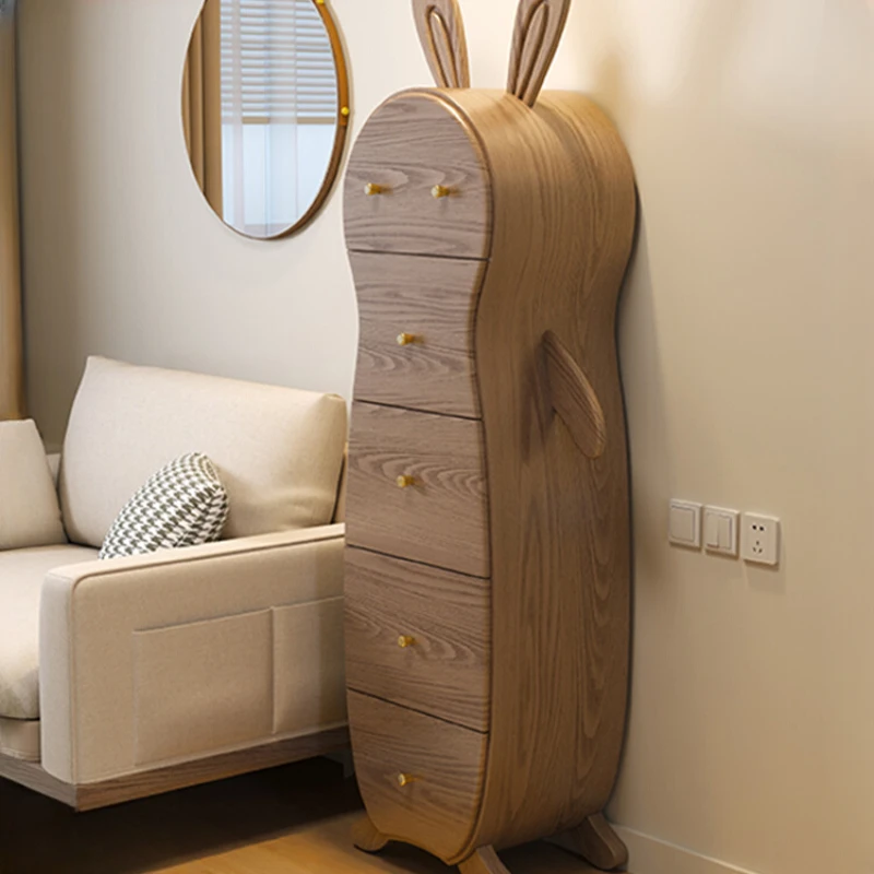 

Rabbit chest of drawers, solid wood storage cabinet, living room, against the wall, bedroom bed, cute drawers, standing cabinets