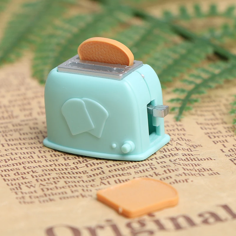 Dollhouse Bread Machine With Toast Miniature Cute Decorations Toaster Dollhouse Mini Accessories manual sewing machine model child furniture wood tiny house decorations for inside