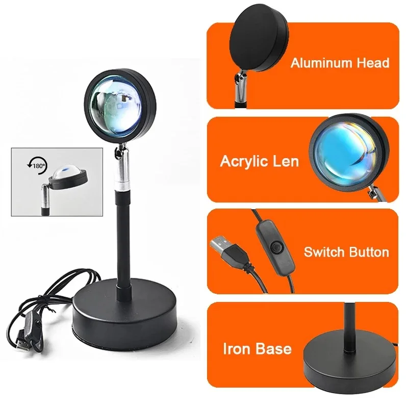 Tuya WIFI BT Sunset Lamp APP Remote Control RGB Landing Atmosphere Lamp Rainbow Projection Live Background Sunset