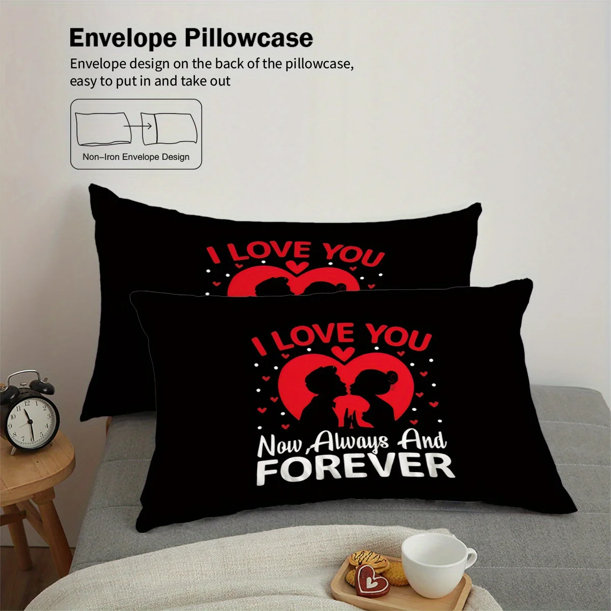 3pcs/set includes 1 comforter set + 2 pillowcases, without pillow core, Valentine'S Day Bedding Set with Love, Rose Flowers