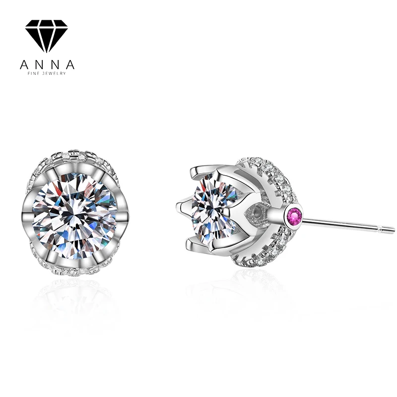 

Ruby Zircon Diamond Earrings for Women Solid 925 Sterling Silver Platinum Plated Fine Jewelry Wedding Proposal Stud Earrings New