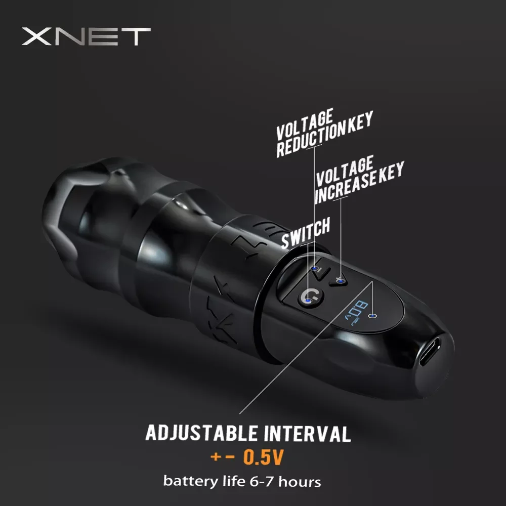 XNET Titan Wireless Tattoo Machine Battery Rotary Pen Strong Coreless Motor with LCD Digital Display for Tatto Artist Body tattoo supplies