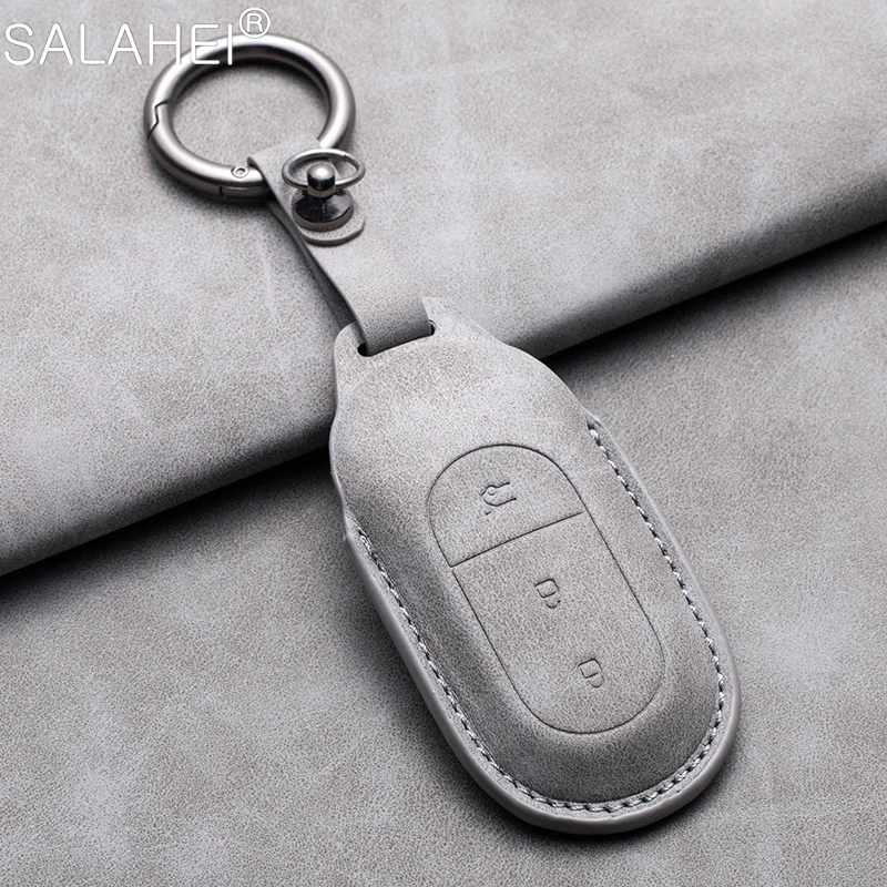 

New Sheepskin Car Smart Key Case Cover Protector Shell Holder Fob For Leapmotor T03 S01 C11 C01 Type Keychain Remote Accessories