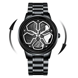 VA VA VOOM Men's Stainless Steel Turntable Watch - Black Quartz, Waterproof Sports Wristwatch (LT01 - BAI)