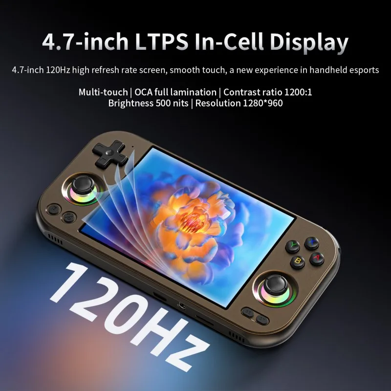 RG 477M 휴대용 게임 콘솔 안드로이드 14 레트로 4.7인치 LTPS 인셀 스크린 비디오 게임 콘솔 CNC 와이파이 플레이