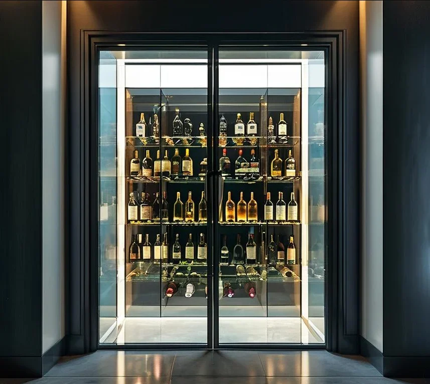 Walk In Wine Cabinet Stainless Steel Glass Door Wine Cabinet